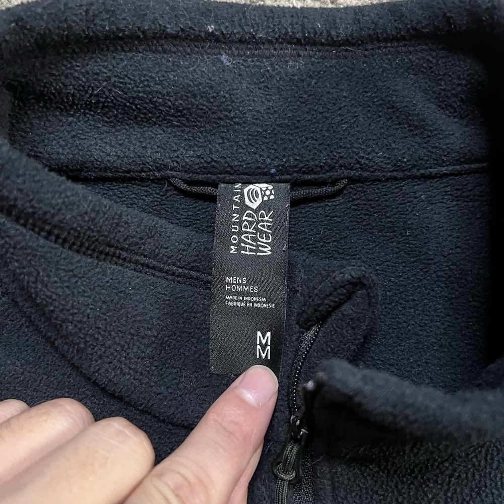 Mountain Hardwear Fleece Jacket Mens M Black Full Zip Mock Neck OM3885 Outdoor - Picture 2 of 6